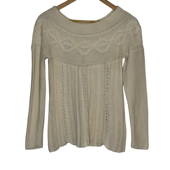 Sigrid Olsen Sweaters - Sigrid Olsen Women's Cream Off White Boat Neck Cotton Sweater Size Medium